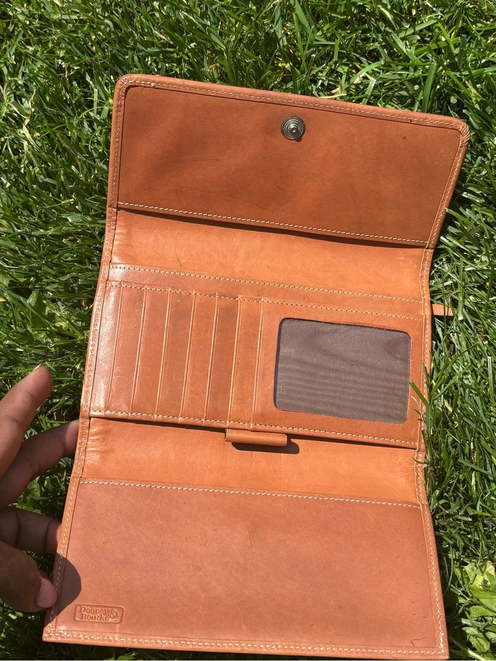 Dooney & Bourke Brown Canvas Wallet with Tan Leather Trim